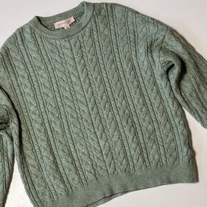 Philosophy Cable Knit Sweater Size S Sage Soft Crew Neck Cozy Cottagecore Top